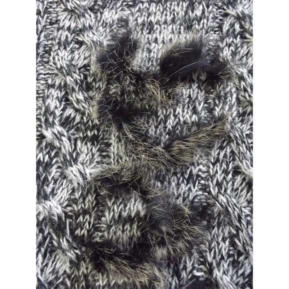 H & M Size Large Black White Melange Cowl Neck Tunic Sweater faux fur l - Picture 5 of 7